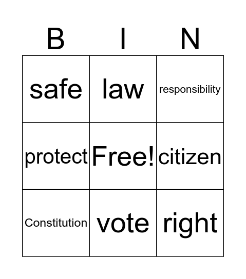 We Have Rights Vocabulary Bingo Card