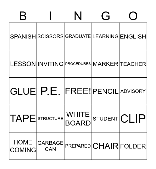 Untitled Bingo Card
