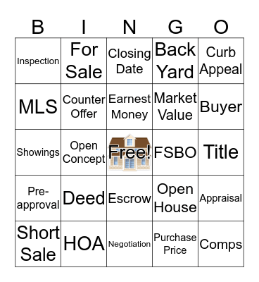 Real Estate Bingo Card