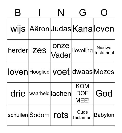 Bijbelbingo 2: Kom doe mee! Bingo Card