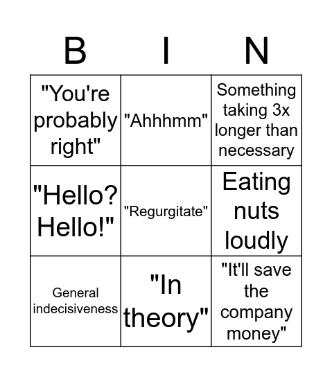 G-Bomb Bingo Card