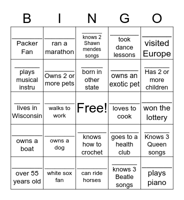 Untitled Bingo Card