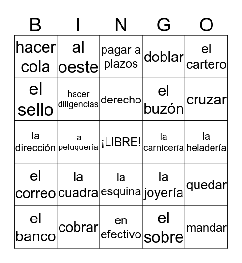 En la ciudad Bingo Card