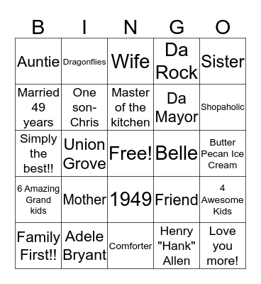 Happy Birthday Annie ! Bingo Card