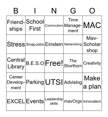 Leadership & Getting Involved Bingo Card