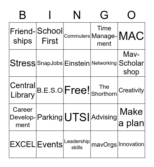 Leadership & Getting Involved Bingo Card