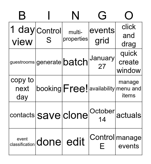 Amadeus Bingo Card