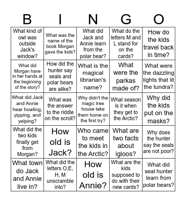 POLAR BEARS PAST BEDTIME Bingo Card