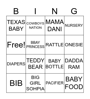BABY BINGO Card