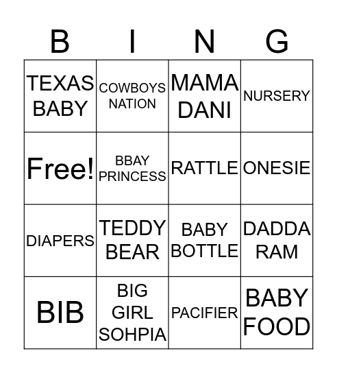 BABY BINGO Card