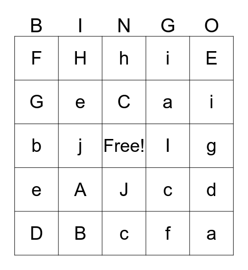 Alphabet BINGO Card
