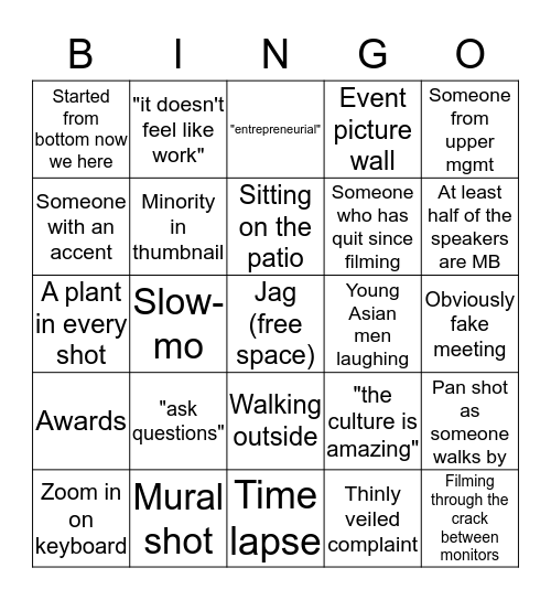 CF Culture Video Bingo Card