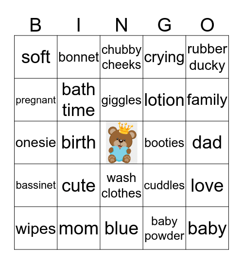 Baby Bingo  Bingo Card