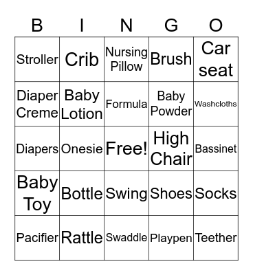 Baby Bingo Card