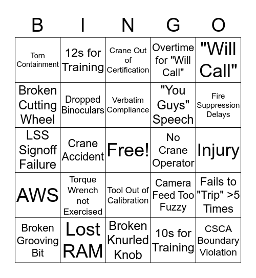 MOS BINGO Card