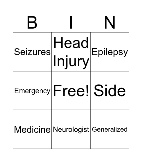 Seizures in Middle Age Bingo Card