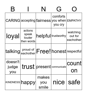 FRIENDSHIP BINGO Card