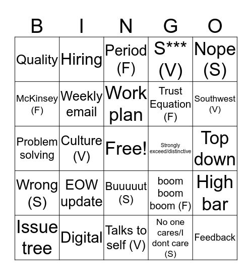 Digital Team Bingo Card