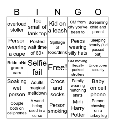 Universal 2019 Bingo Card