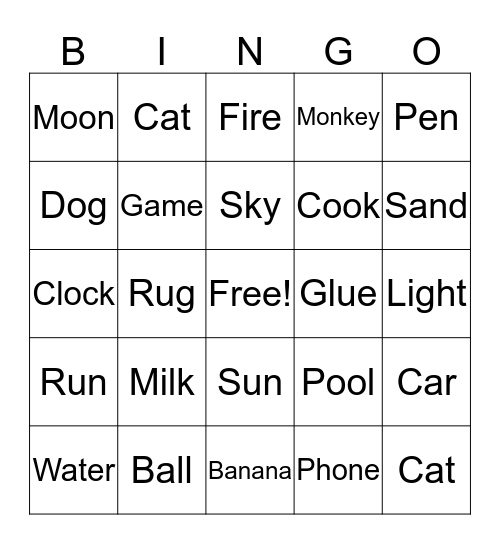 Rhyme Time Bingo Card