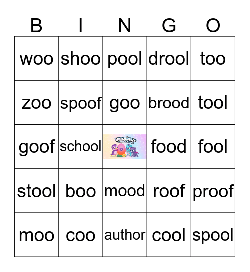 Vowel Combinations: -au -oo/-ood/-oof/-ool Bingo Card