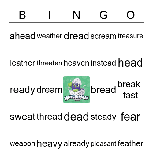 Vowel Combinations: -ea Bingo Card