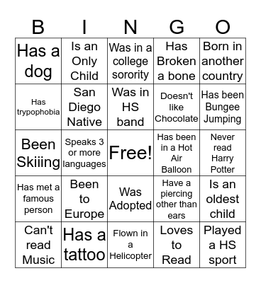 Untitled Bingo Card