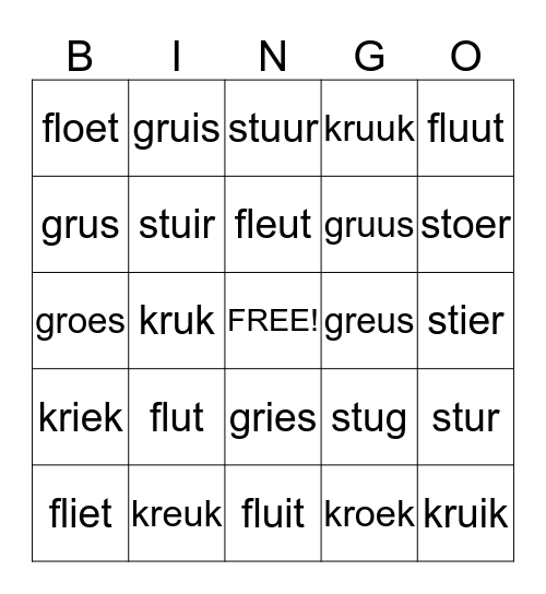 Woordenbingo Card