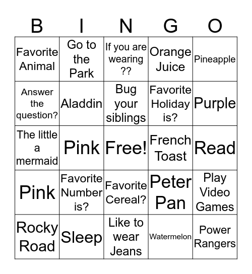 Untitled Bingo Card