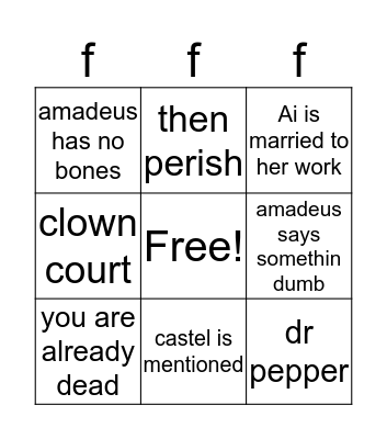 fired Bingo Card