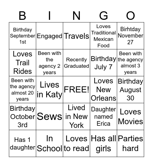 Know Your Team Bingo Card