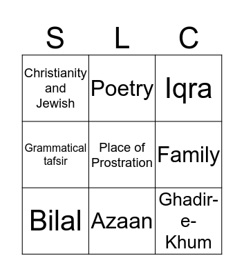 SLC - Group4 Bingo Card