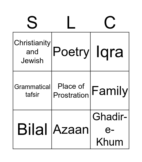 SLC - Group4 Bingo Card