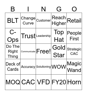 Customer Service Week 2019 Bingo Card