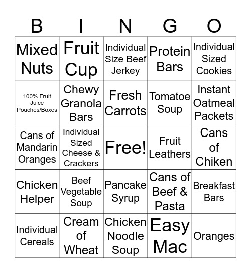 Take a Bite Out of Childhood Hunger Bingo Card