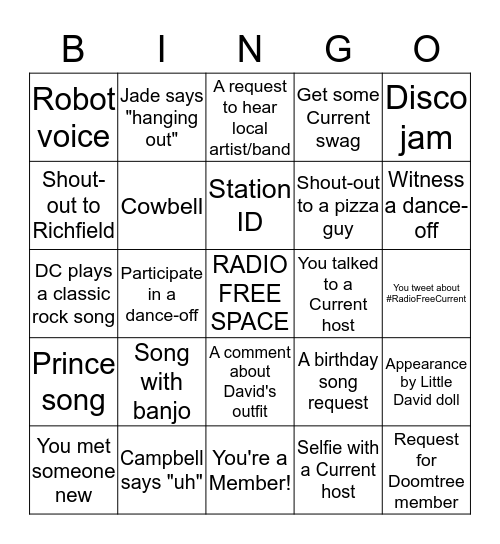 Radio Free Current Bingo Card