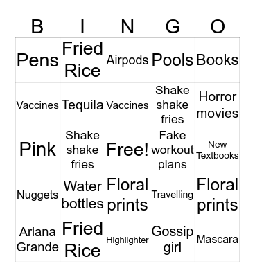 Alina Bingo Card