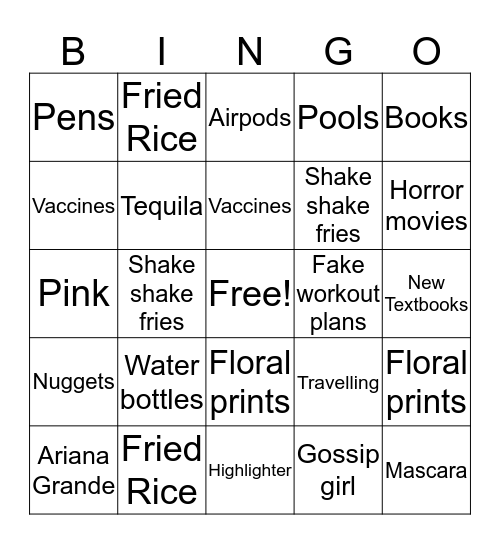 Alina Bingo Card