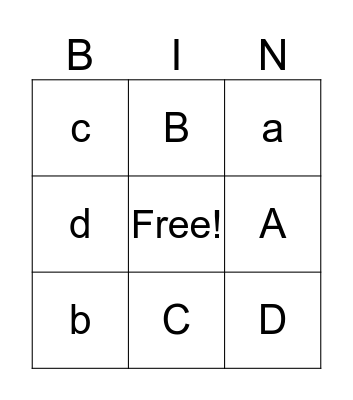 Alphabet Bingo Card