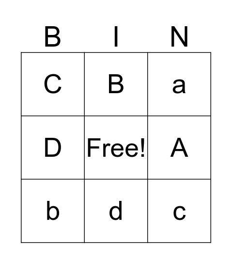 Alphabet Bingo Card