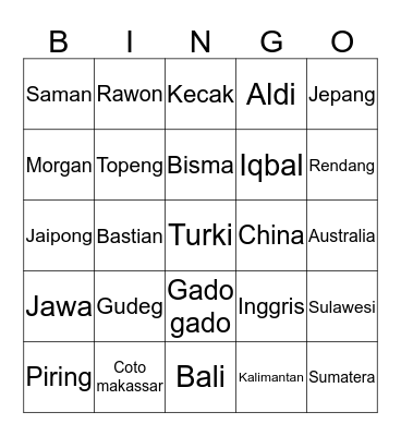 CANTIQUE Bingo Card