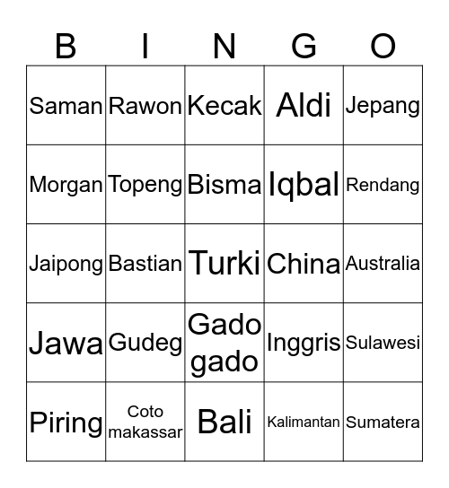 CANTIQUE Bingo Card