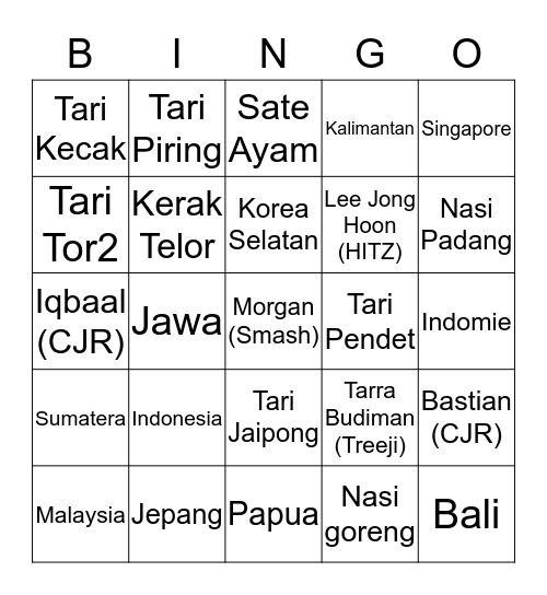 DINGIDINGIDINGIDINGIDING TUYUL Bingo Card