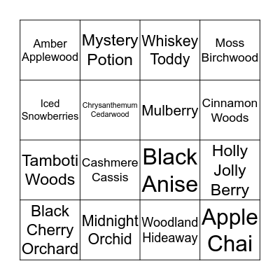 PartyLite Bingo Card