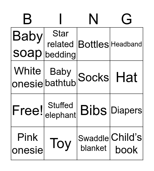 BABY BINGO Card