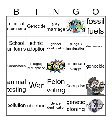 Controversial Issues Bingo Card