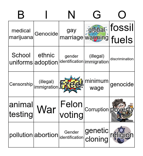 Controversial Issues Bingo Card