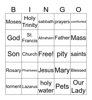 Sunday Funday Bingo Card