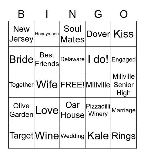 Amy and Heather Bingo Card