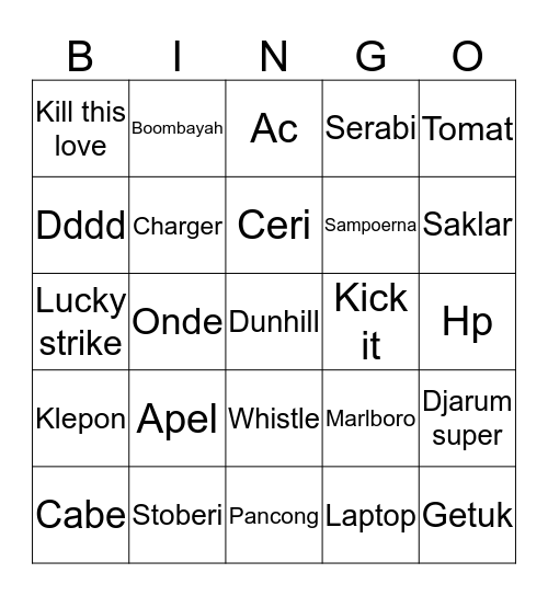 je  Bingo Card